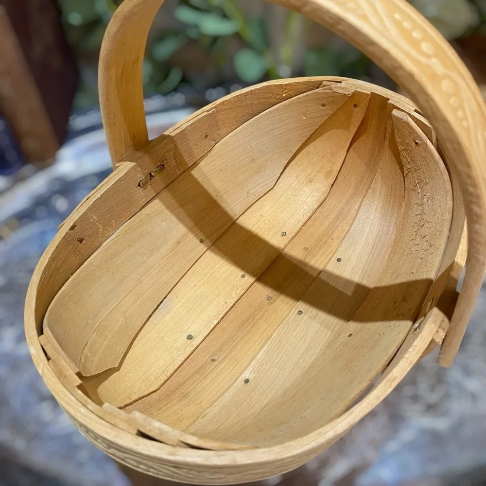 Vintage English Trug Gathering Handled Wood Basket Garden Veggies Flowers Fruit